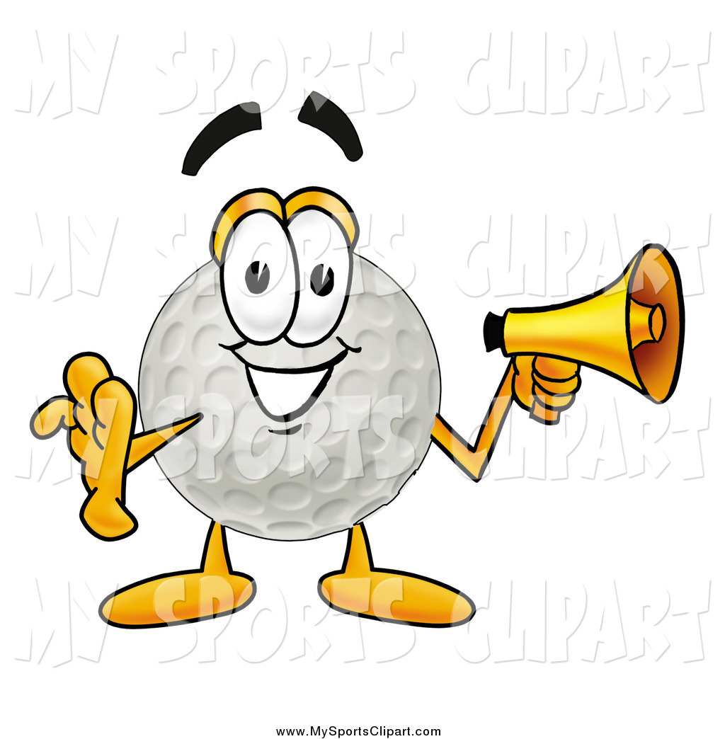 1024x1044 Sports Clip Art Of A Golf Ball Holding A Megaphone By Toons4biz
