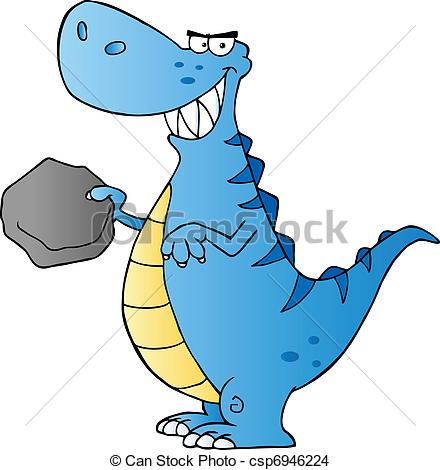 440x470 Happy Dinosaur Cartoon Character. Blue Tyrannosaurus Rex Eps