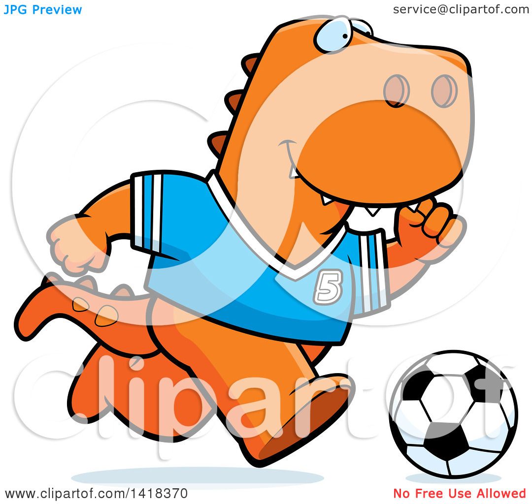 1080x1024 Cartoon Clipart Of A Sporty Tyrannosaurus Rex Playing Soccer