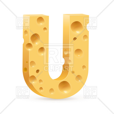 400x400 Cheese Font, Letter U Royalty Free Vector Clip Art Image