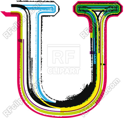 400x383 Letter U Colorful Grunge Font Royalty Free Vector Clip Art Image