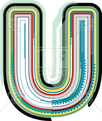 338x400 Abstract Colorful Letter U Royalty Free Vector Clip Art Image