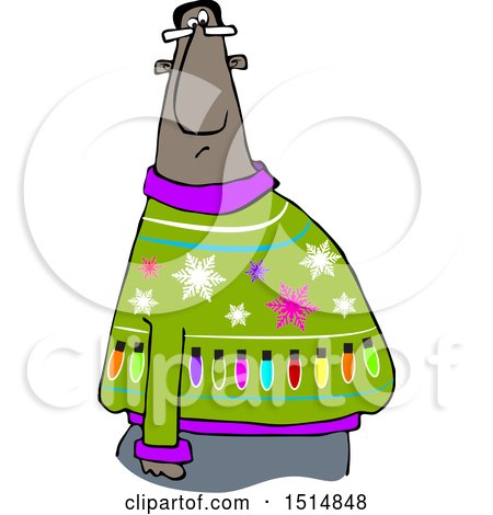 450x470 Clipart Of A Cartoon Ugly Christmas Sweater With Baubles, Stars