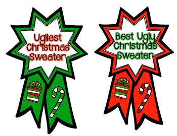 350x270 Ugly Christmas Sweater Contest Ribbons By Mrsacolwell Tpt