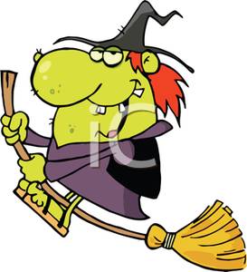 273x300 An Ugly Witch Riding A Magic Broom Clipart Picture