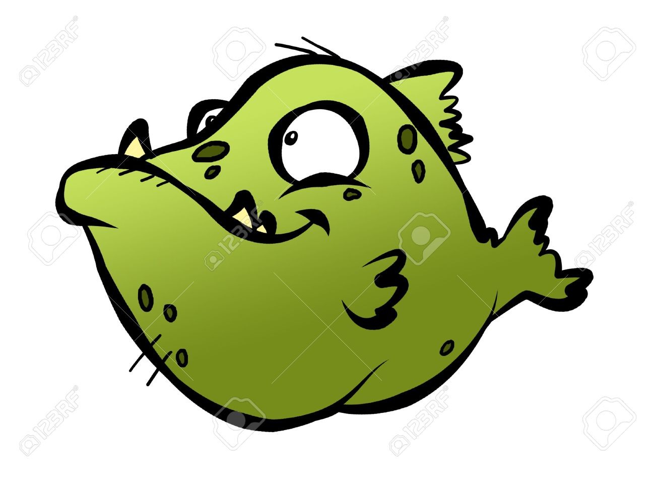 1300x977 Cartoon Vector Clip Art Of A Cute Happy Green Fish By Visekart