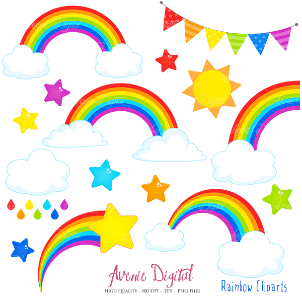 600x600 New Matching Items! Rainbows Clipart Scrapbook Printables, Vector