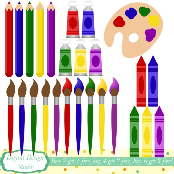 570x570 Art Supplies Clip Art, 26 Clipart Designs. Instant Download