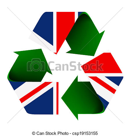 450x470 Uk Flag A Recycle Symbol. Flag Of The Uk Superimposed