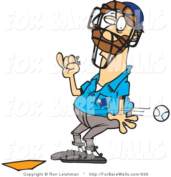 600x620 Printable Illustration Of A Baseball Flying Past An Umpire Over