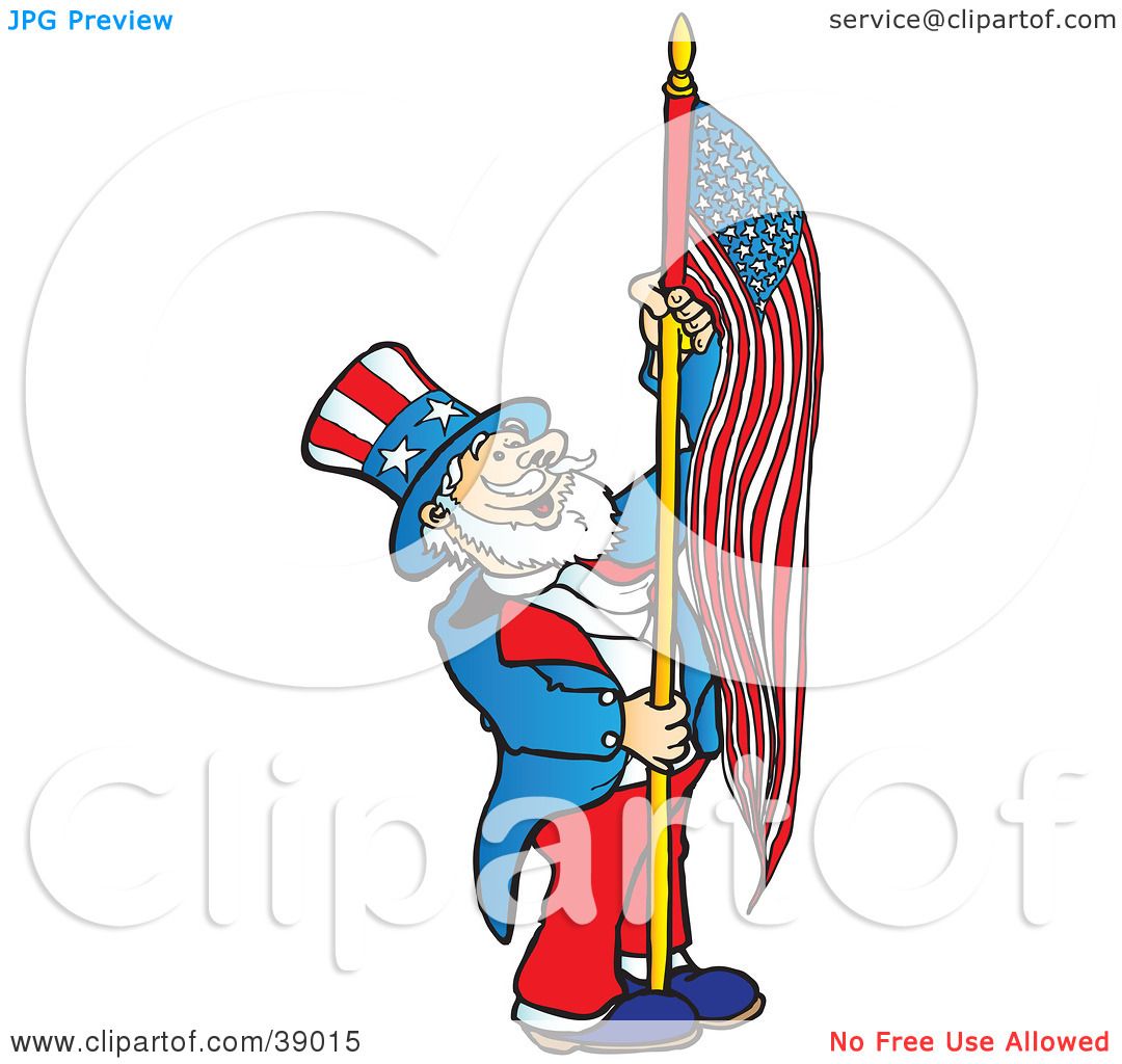 1080x1024 Clipart Illustration Of Uncle Sam Carrying An American Flag By