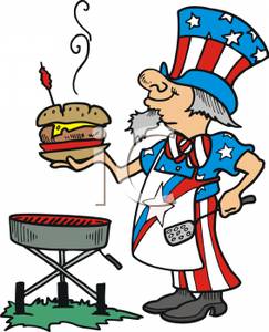243x300 Royalty Free Clipart Image Uncle Sam Barbecuing A Hamburger