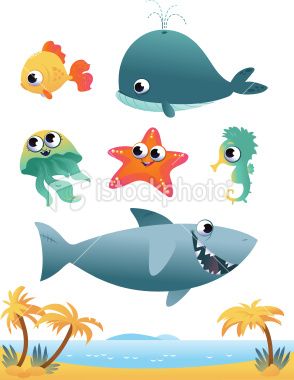 294x380 Collection Of Cartoon Vector Sea Animals On White Background