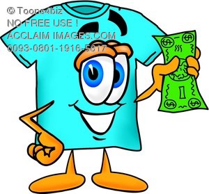 300x279 Clipart Illustration Of Cartoon T Shirt Holding Money