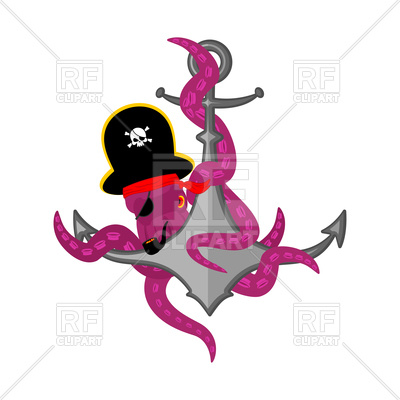 400x400 Pirate Octopus And Anchor Royalty Free Vector Clip Art Image