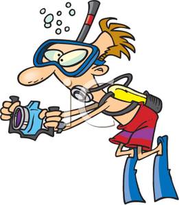 261x300 A Snorkeling Man With An Underwater Camera Clip Art Image