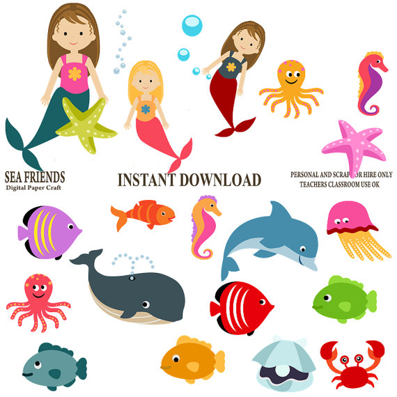 570x570 Mermaid Clipart Ocean Clipart Sea Clipart Underwater