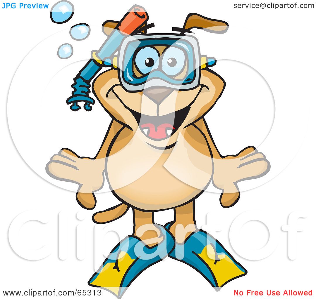 1080x1024 Royalty Free (Rf) Clipart Illustration Of A Sparkey Dog Snorkeling