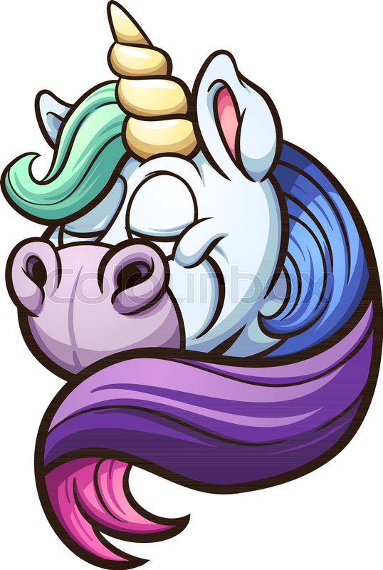 538x800 Cartoon Unicorn With Rainbow Mane. Vector Clip Art Illustration