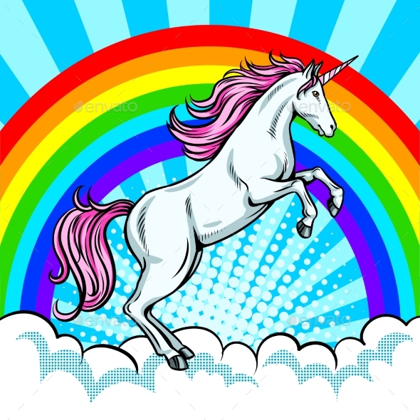590x590 Fairy Animal Unicorn And Rainbow Pop Art Vector By Alexanderpokusay