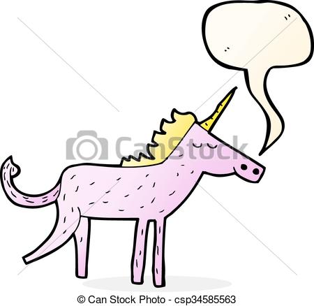 450x438 Cartoon Unicorn With Speech Bubble Clip Art Vector