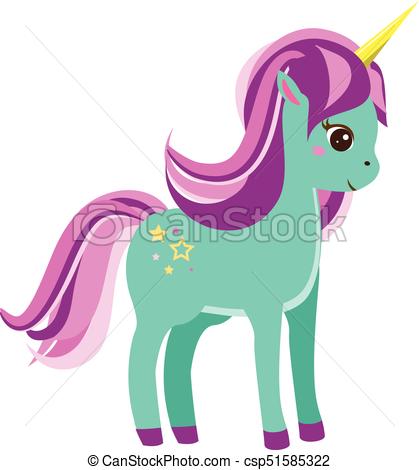 419x470 Cute Blue Unicorn With Pink Mane Vector Illustration. Cute