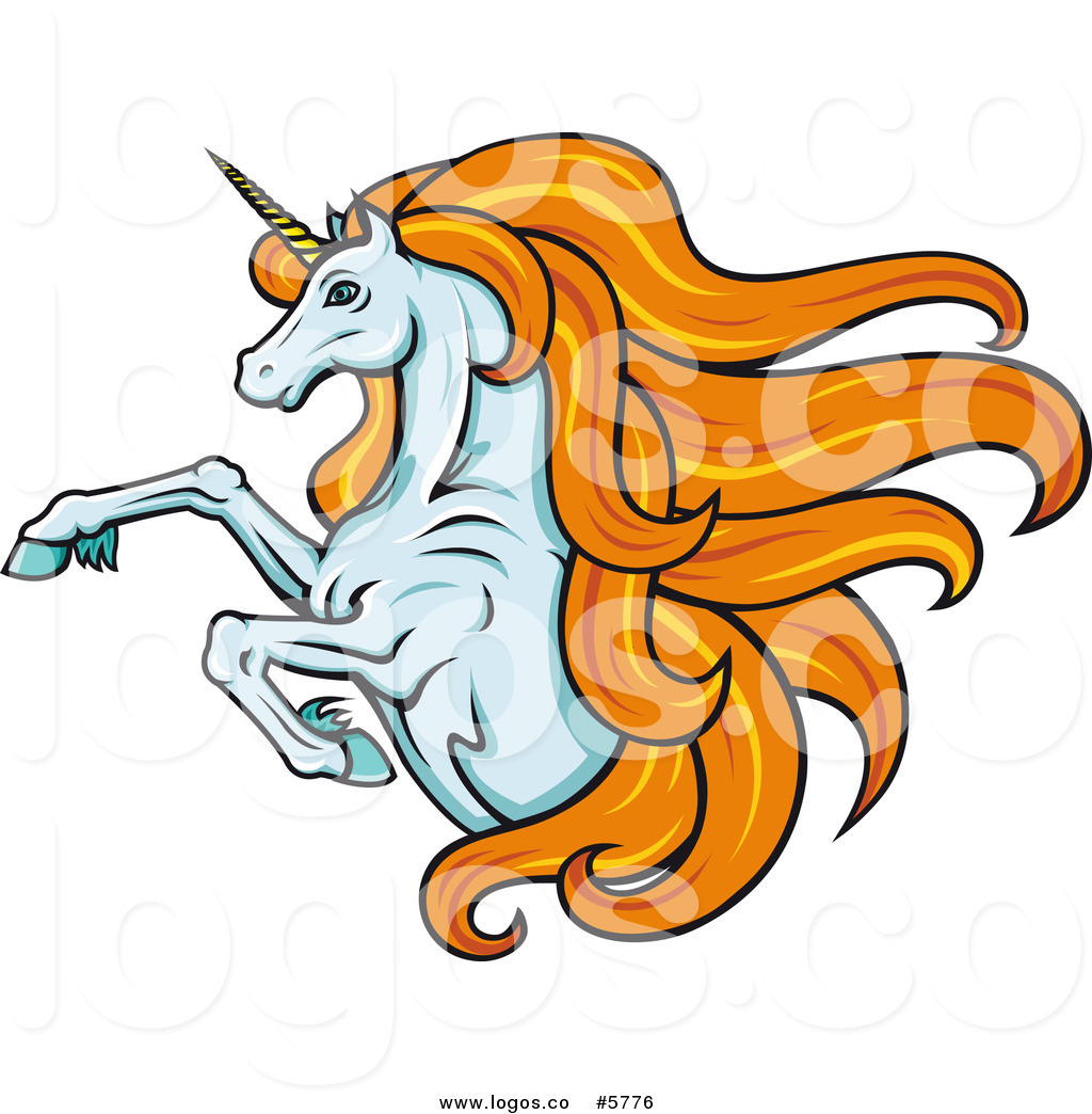 1024x1044 Royalty Free Vector Of A Logo Of A Leaping Unicorn With Orange