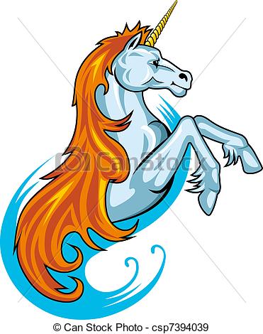 371x470 Fantasy Unicorn Horse In Cartoon Style For Tattoo Design.