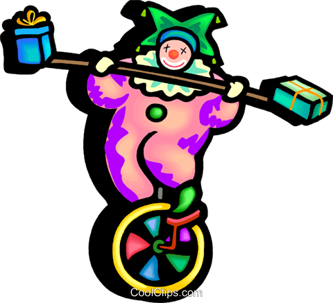 480x437 Clown Balancing On A Unicycle Royalty Free Vector Clip Art