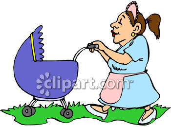 350x261 Nanny In Uniform Walking Her Charge In A Carriage