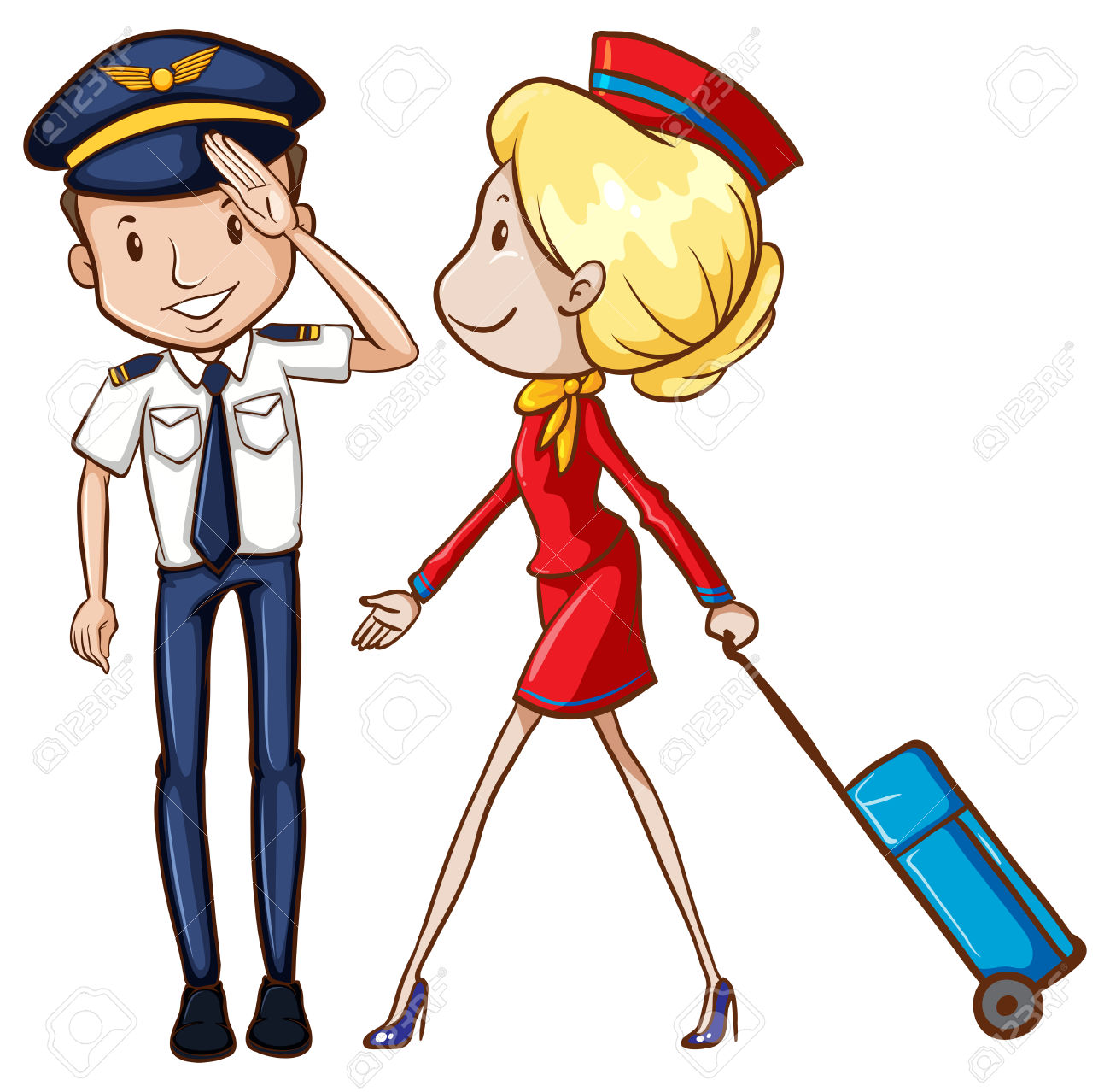 1300x1278 Pilots And Flight Attendants In Uniform Royalty Free Cliparts