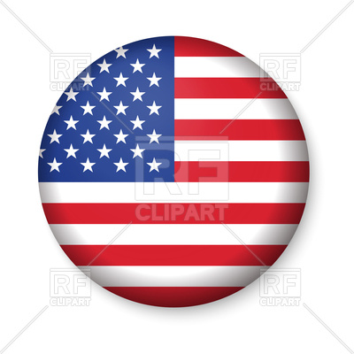400x400 American United States Flag In Glossy Round Icon Royalty Free