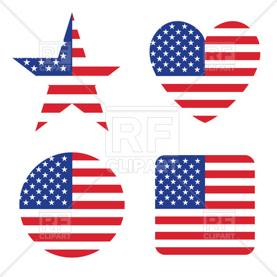 400x400 Set Of Circle, Star, Heart, Square Elements With Usa Flag Royalty
