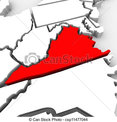450x470 Virginia Red Abstract 3d State Map United States America. A Red