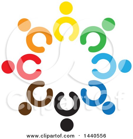 450x470 Clipart Of A Teamwork Unity Circle Of Colorful People