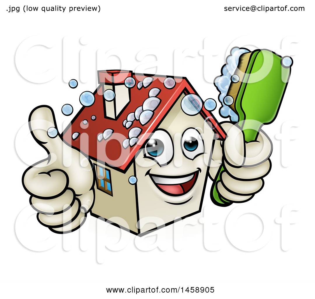1080x1024 Clipart Of A Cartoon Happy House Character Giving A Thumb Up