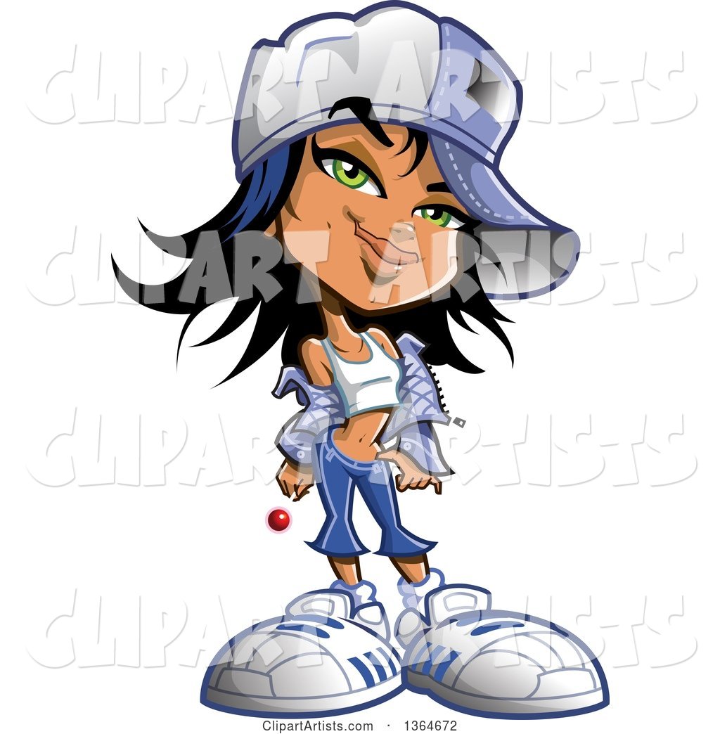 1024x1044 Cartoon Tough Urban Gang Banger Chick Holding A Lolipop Clipart By