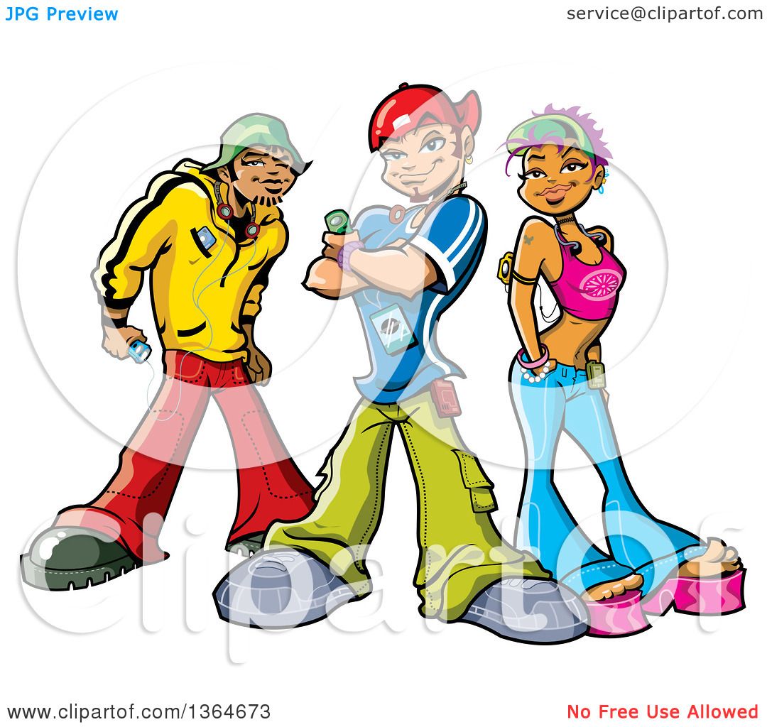 1080x1024 Clipart Of A Cartoon Group Of Funky Urban Teenagers Posing