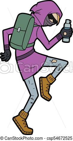 245x470 Graffiti Urban Street Artist. Illustration Hooded Graffiti Tagger