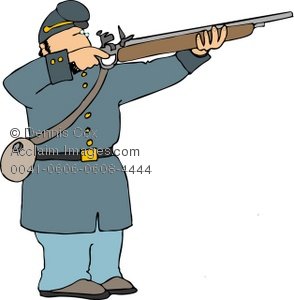 294x300 Clipart Illustration American Civil War Era Soldier Shooting Rifle