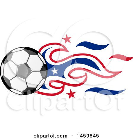 450x470 Clipart Of A Soccer Ball With American Flag Flames