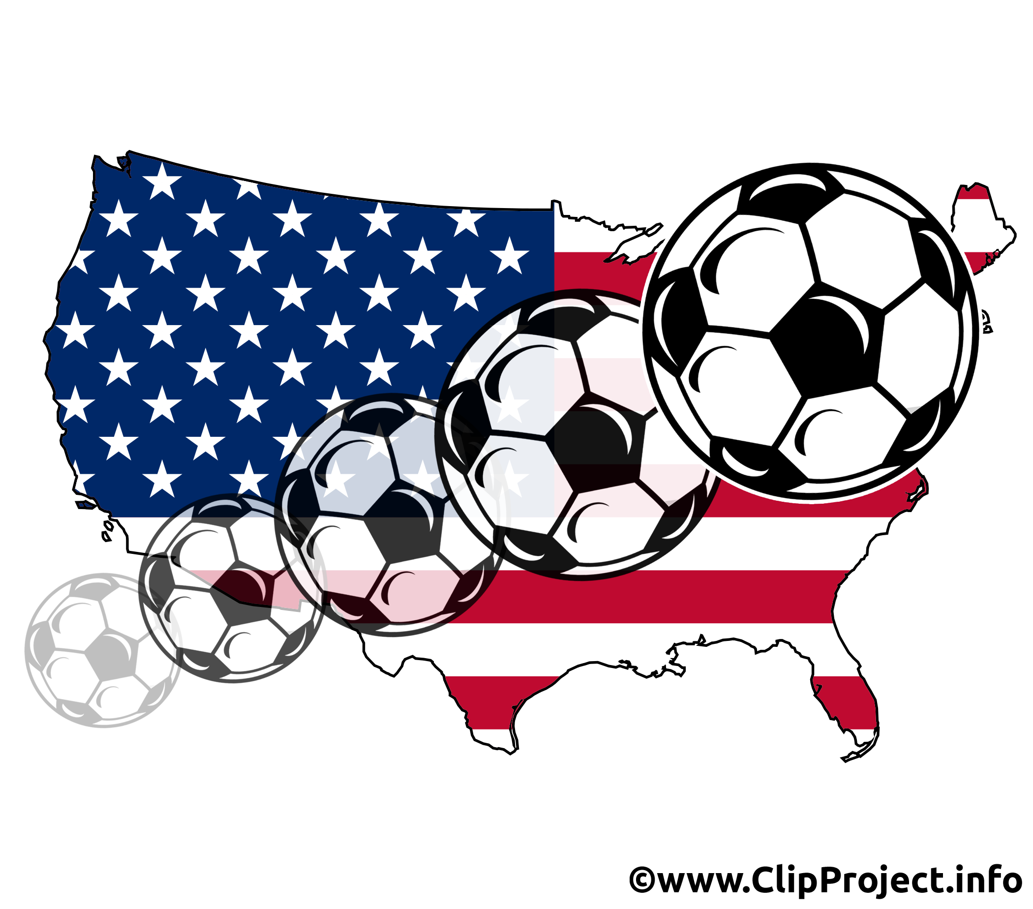 2100x1848 Usa Map With Flying Soccer Balls Image