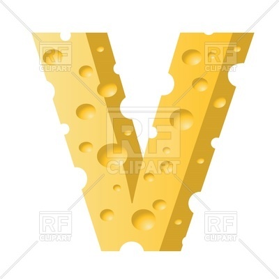400x400 Font Made Of Cheese, Letter V Royalty Free Vector Clip Art Image