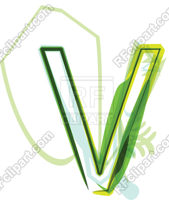 337x400 Green Organic Font Letter V Royalty Free Vector Clip Art Image