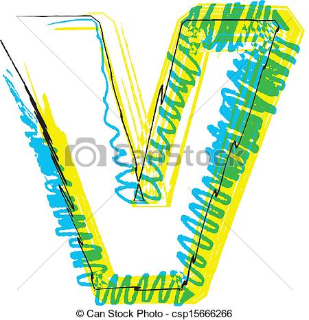 450x467 Hand Draw Font. Letter V. Vector Illustration Clip Art Vector
