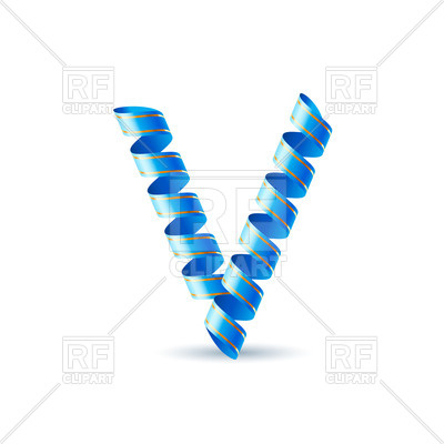 400x400 Letter V Made Of Blue Paper Streamer Royalty Free Vector Clip Art