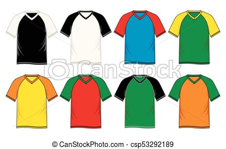 450x297 T Shirt Template V Neck, Raglan Sleeve, Vector Image Design Vector