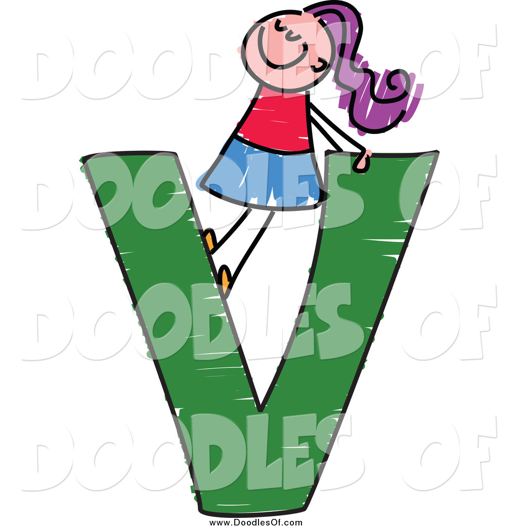 1024x1044 Vector Clipart Of A Doodled Purple Haired White Girl In A Capital