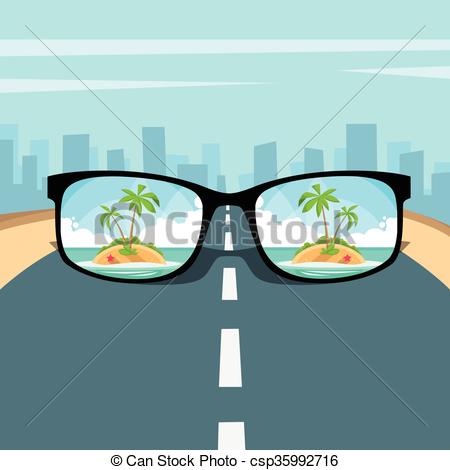 450x470 Eye Glasses With Summer Sea Island, Beach Picture Vacation
