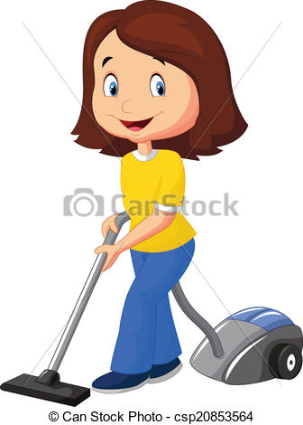 336x470 Vector Illustration Of Mom Cartoon With Vacuum Cleaner Clip Art